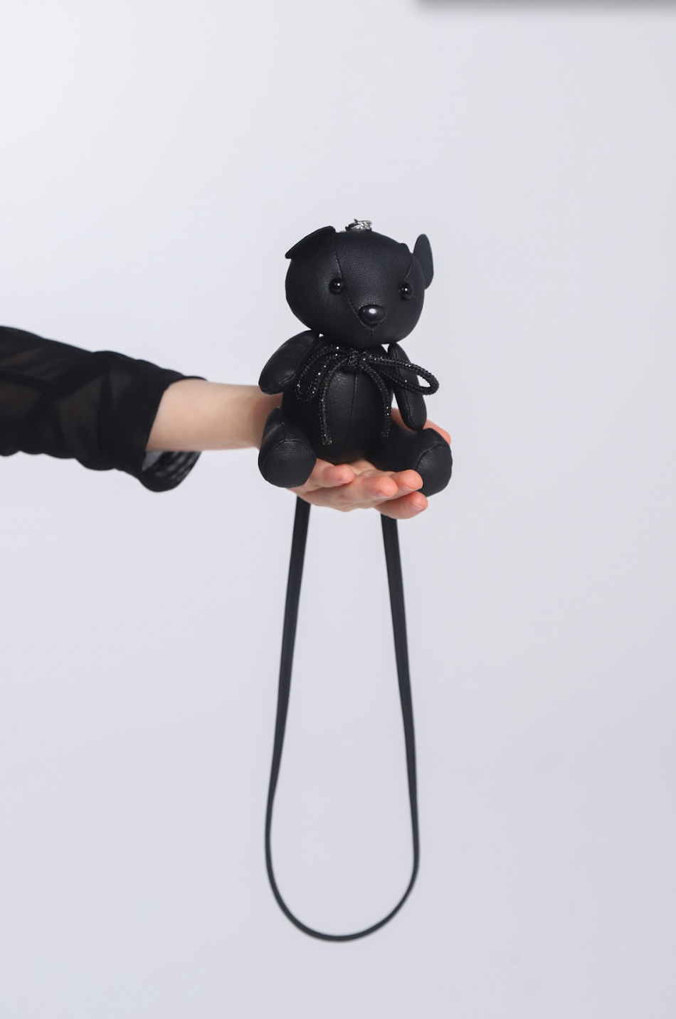 Vestido Infantil Trapézio Couro Tech com Bolsa Ursinho - Luluzinha