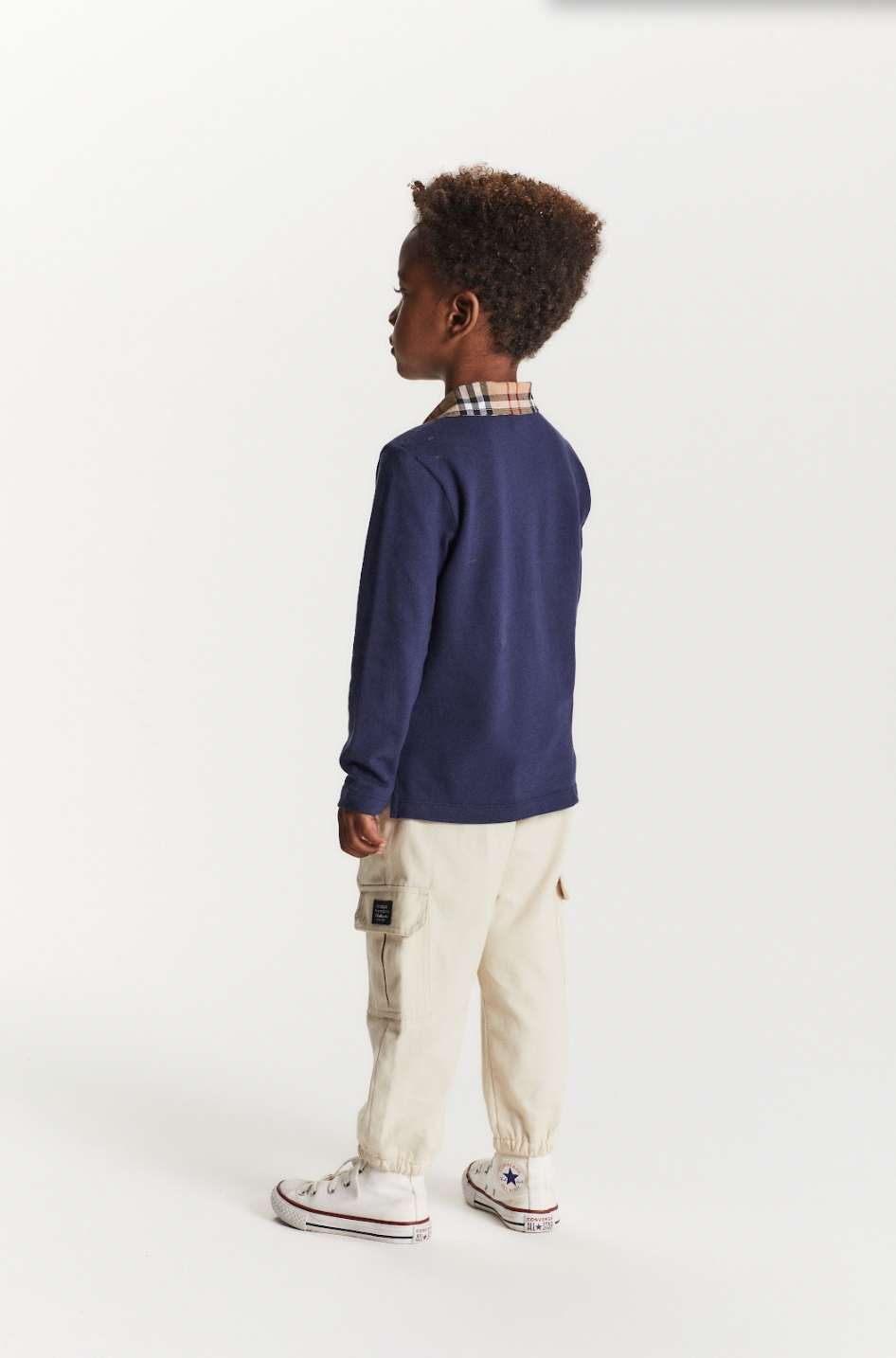 Conjunto Infantil Polo Piquet Marinho e Calça Sarja Areia - Um Mais Um