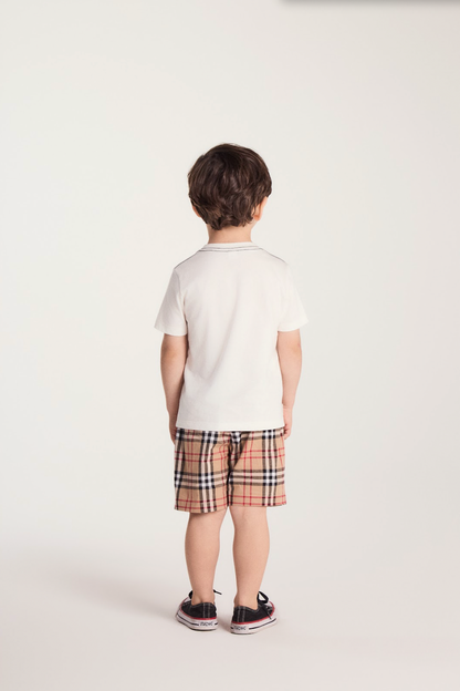 Conjunto Infantil Camiseta Urso e Bermuda Xadrez - Um Mais Um