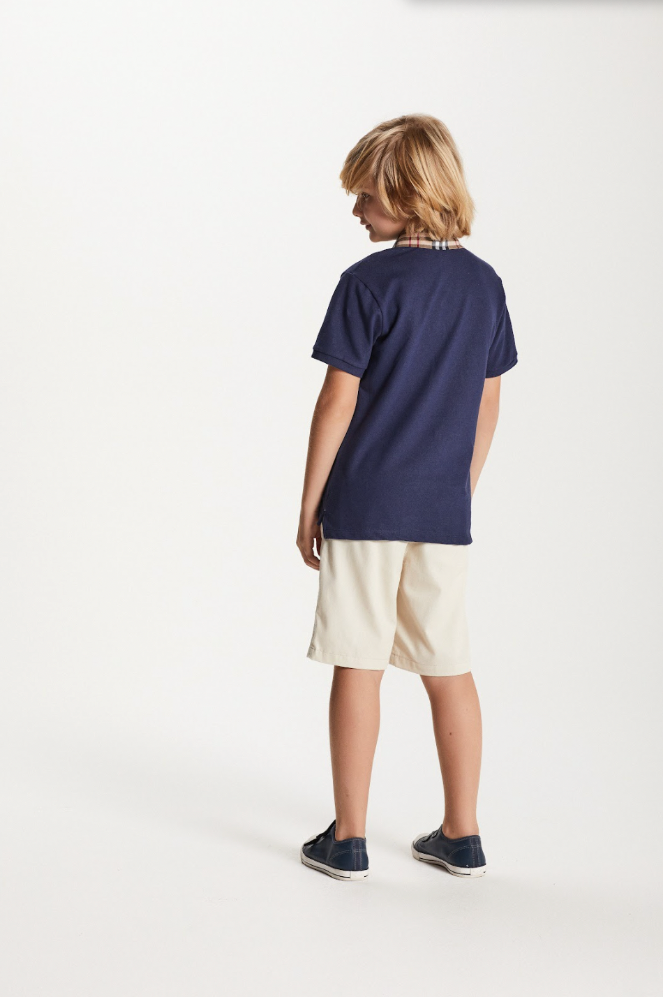 Polo Infantil Piquet Gola Tricoline Xadrez Marinho - Um Mais Um