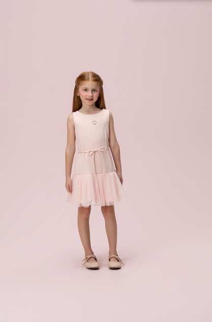 Vestido Infantil Afaiataria com Laço e Tule - Petit Cherie