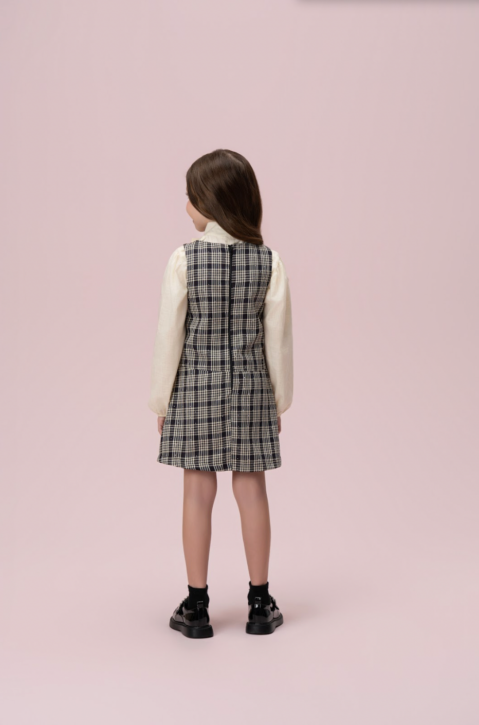 Vestido Infantil Alfaiataria Xadrez com Strass - Petit Cherie