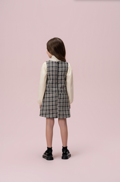 Vestido Infantil Alfaiataria Xadrez com Strass - Petit Cherie
