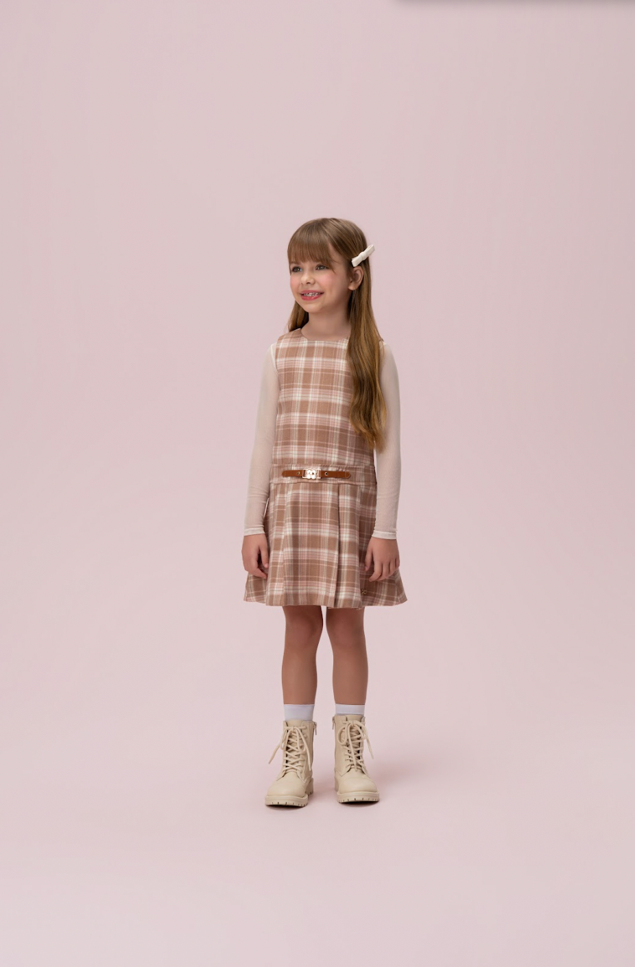 Vestido Infantil Alfaiataria com Cinto - Petit Cherie
