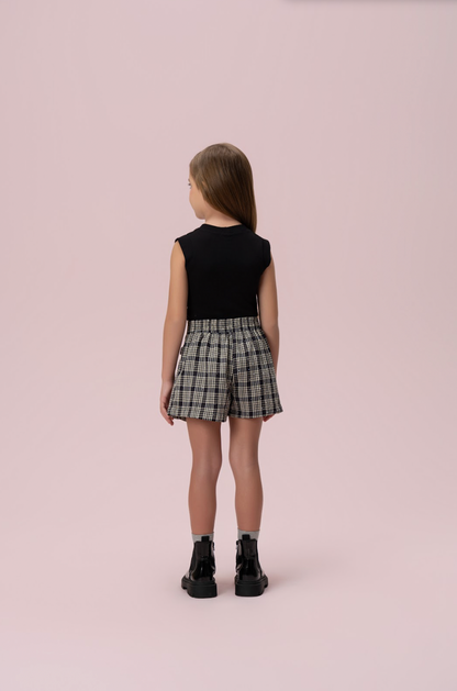 Conjunto Infantil Alfaiataria Blusa e Saia-Shorts - Petit Cherie