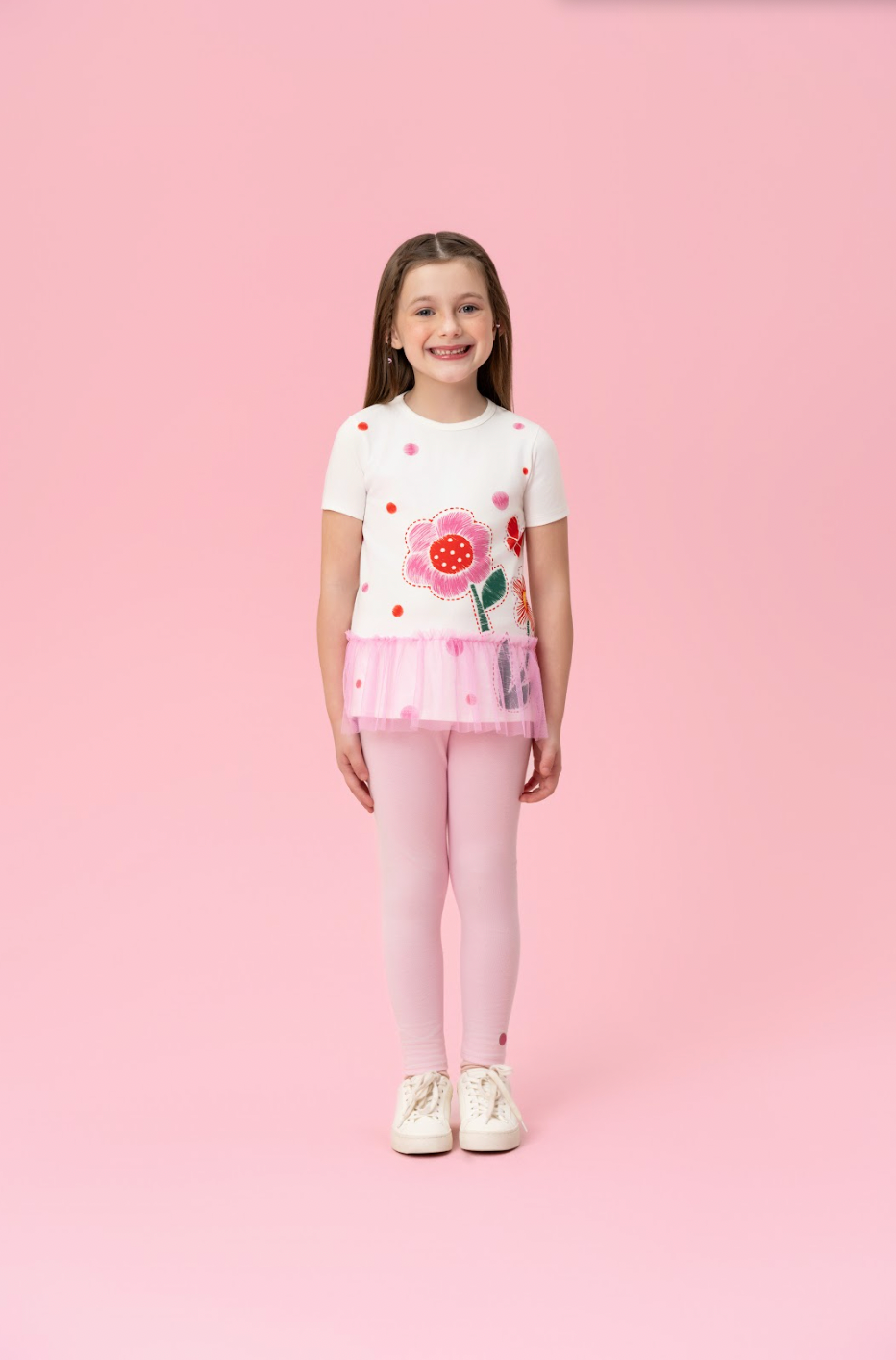 Conjunto Infantil Blusa Flor Tule e Legging - Mon Sucre