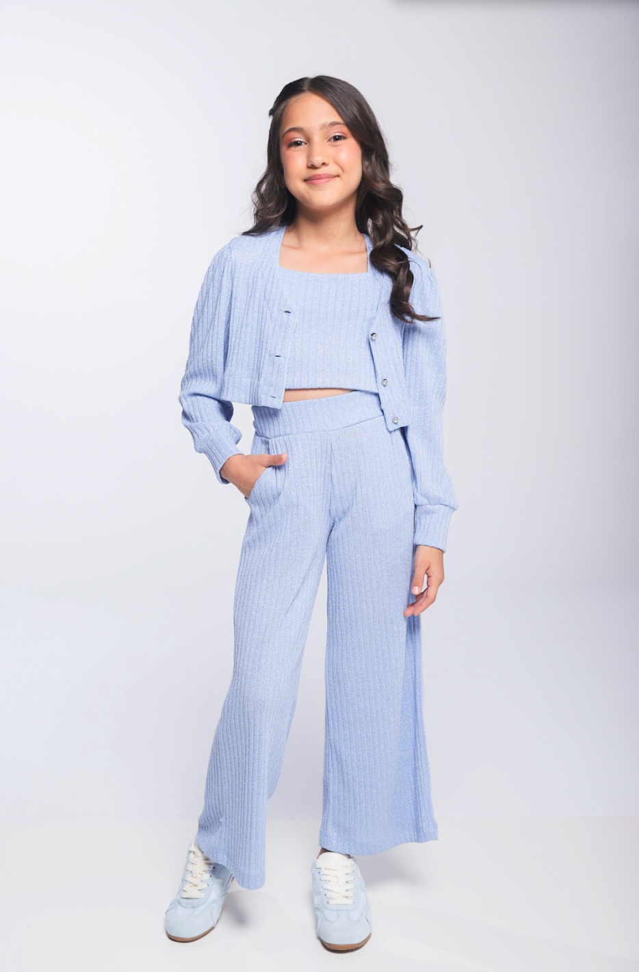 Conjunto Infantil Blusa com Casaco e Calça Azul - Luluzinha