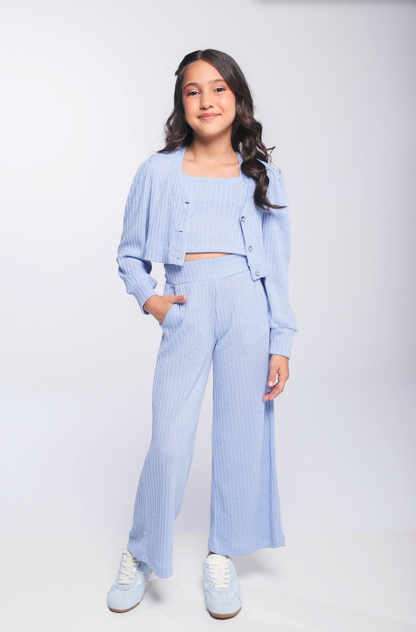 Conjunto Infantil Blusa com Casaco e Calça Azul - Luluzinha