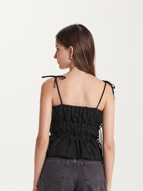 Blusa Teen Cropped Chiffon Bordado  - Two In