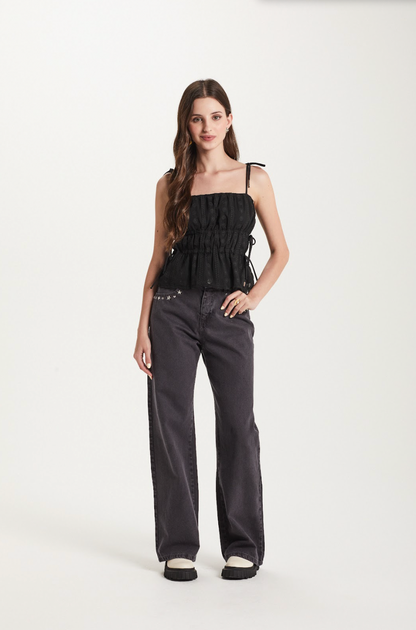 Blusa Teen Cropped Chiffon Bordado  - Two In