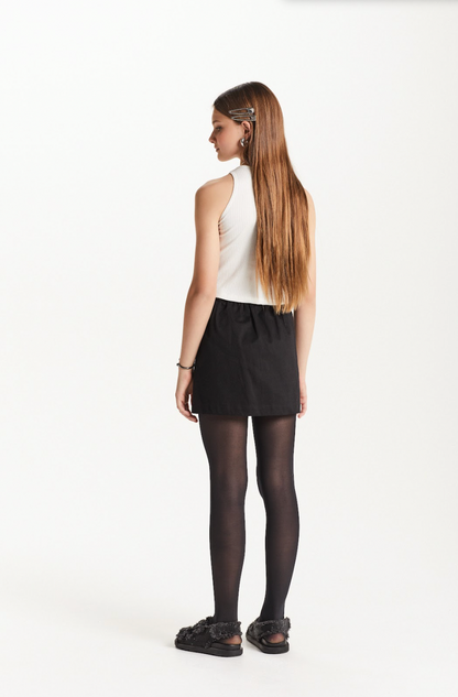 Saia-shorts Teen Sarja com Pregas Preta - Two In