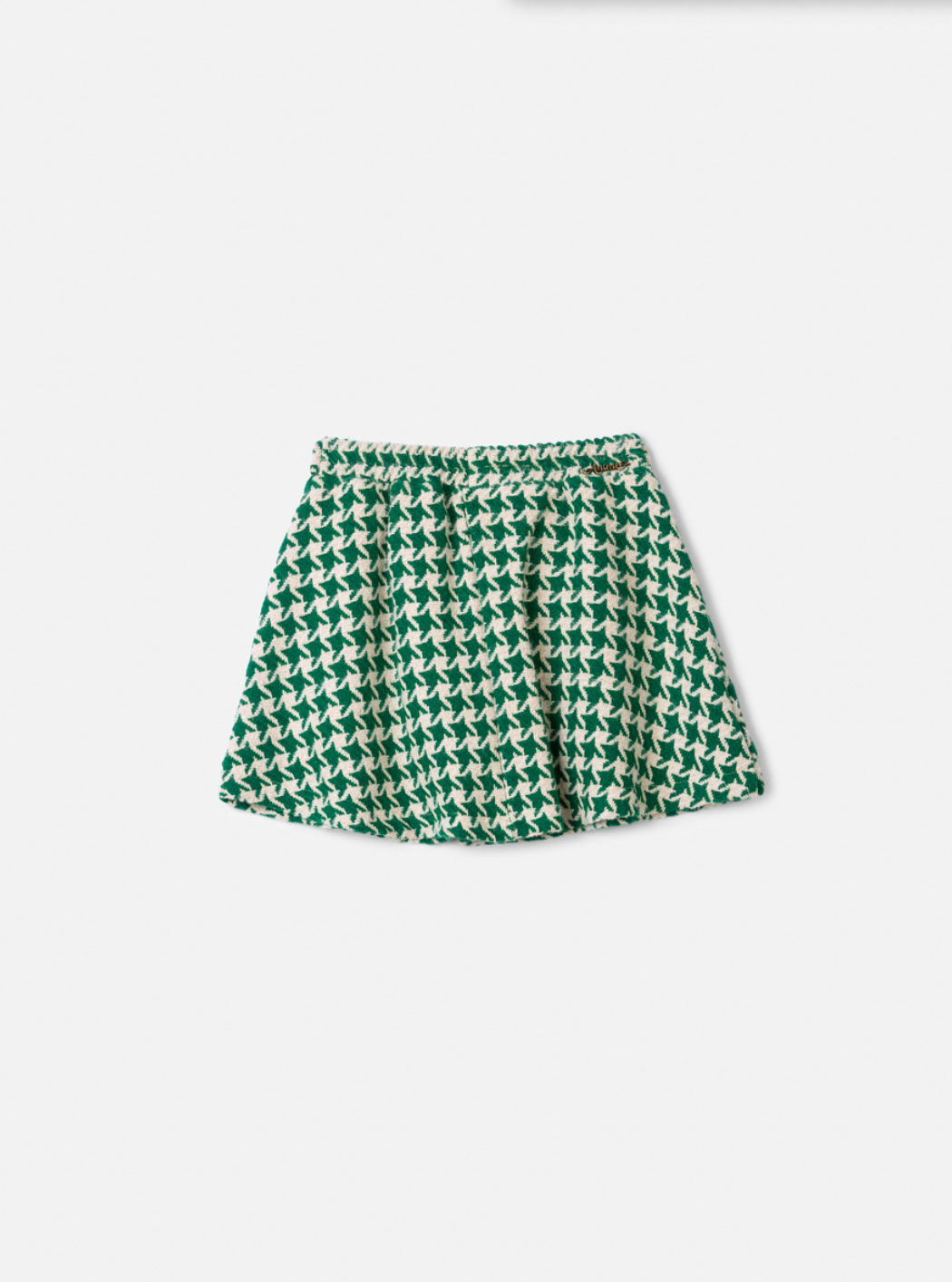 Conjunto Infantil Blusa Canelada Essentials e Saia Tweed Xadrez Verde -Animê