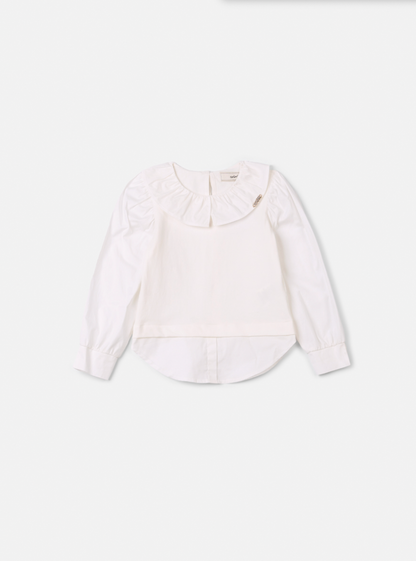 Conjunto Infantil Camisa Gola Babado e Tricot Iconic com Saia Sarja Pregas - Animê