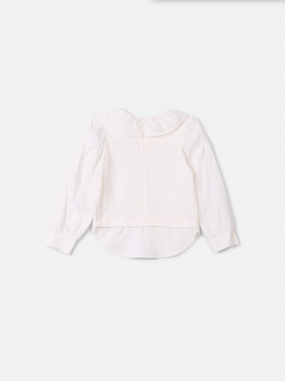 Conjunto Infantil Camisa Gola Babado e Tricot Iconic com Saia Sarja Pregas - Animê
