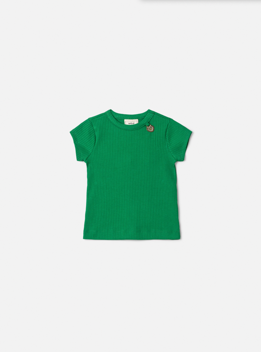 Conjunto Infantil Blusa Canelada Essentials e Saia Tweed Xadrez Verde -Animê