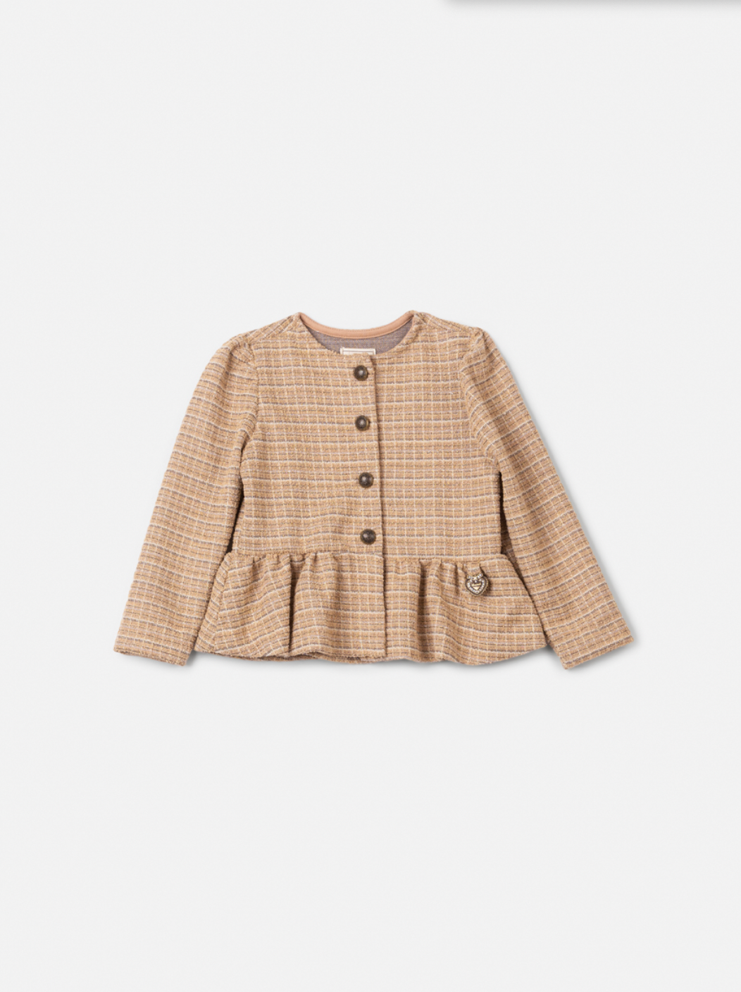 Vestido Infantil no Tweed com Casaco Tweed Bege - Animê