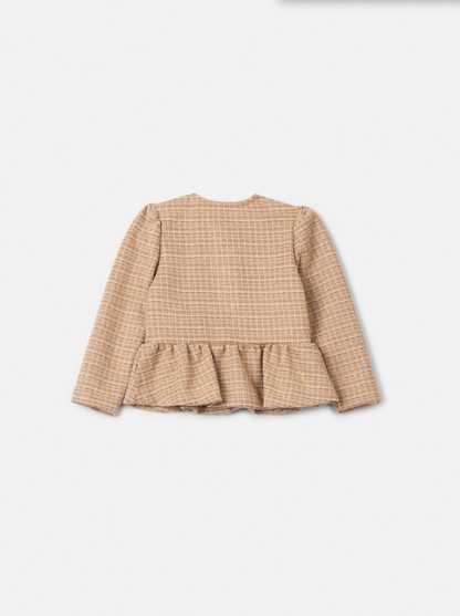 Vestido Infantil no Tweed com Casaco Tweed Bege - Animê