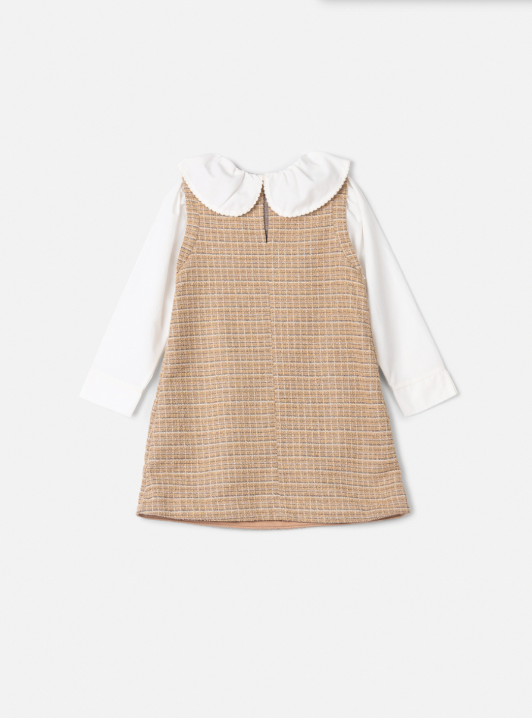Vestido Infantil ML Tweed Xadrez Bege - Animê