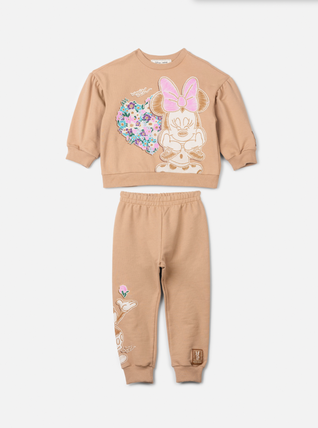 Conjunto Infantil Casaco e Calça de Moletom Minnie Flores - Animê