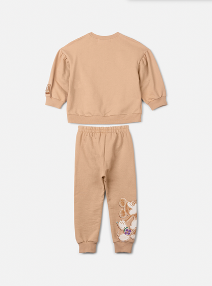 Conjunto Infantil Casaco e Calça de Moletom Minnie Flores - Animê
