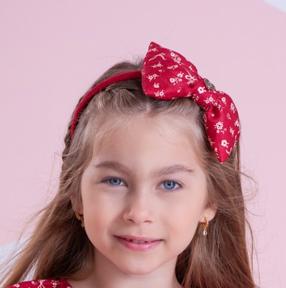 Arquinho Infantil laço Puffer Mini Flores - Pituchinhus PRÉ-VENDA