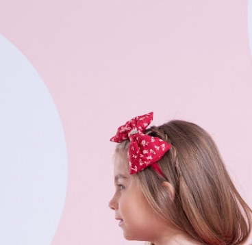 Arquinho Infantil laço Puffer Mini Flores - Pituchinhus PRÉ-VENDA