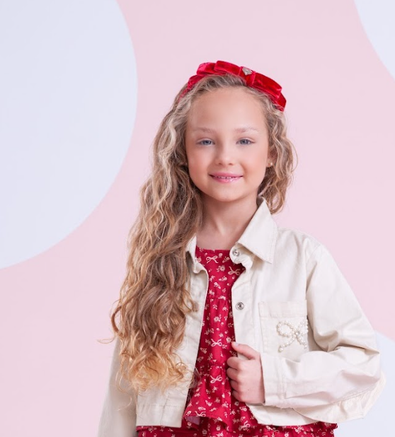 Conjunto Infantil Jaqueta Laços Bordados e Saia-shorts Babadinho Bege - Pituchinhus PRÉ-VENDA