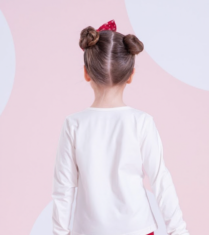 Conjunto Infantil Blusa Best Friends Cristal e Calça Reta Mini Flores e Laços Bala de Cereja - Pituchinhus PRÉ-VENDA