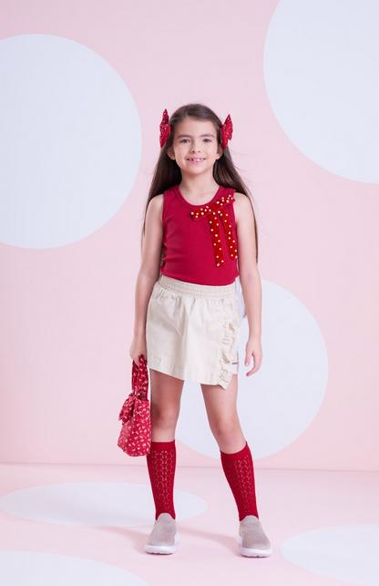 Saia-shorts Infantil Sarja Babadinho Bege - Pituchinhus