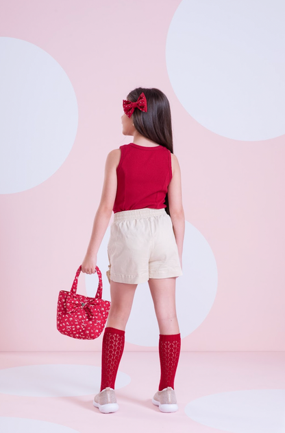 Saia-shorts Infantil Sarja Babadinho Bege - Pituchinhus