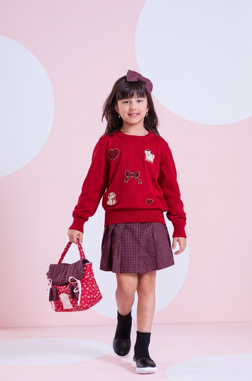 Saia-shorts Infantil Xadrez Pregas - Pituchinhus