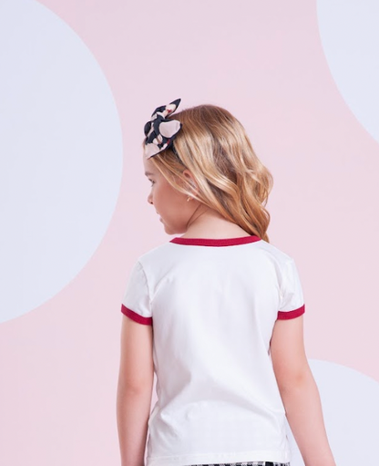 Conjunto Infantil Blusa Cachorrinho Cristais e Saia-shorts Xadrez Pregas - Pituchinhus