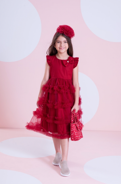 Vestido Infantil de Festa Saia Frufru Bala de Cereja - Pituchinhus PRÉ-VENDA