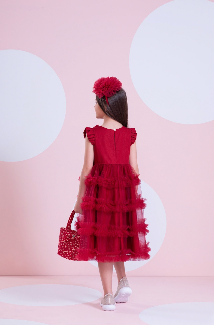 Vestido Infantil de Festa Saia Frufru Bala de Cereja - Pituchinhus PRÉ-VENDA