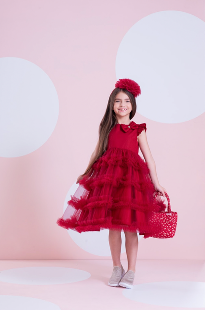 Vestido Infantil de Festa Saia Frufru Bala de Cereja - Pituchinhus PRÉ-VENDA