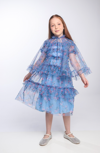 Capa Infantil Tule Glitter Azul - Luluzinha