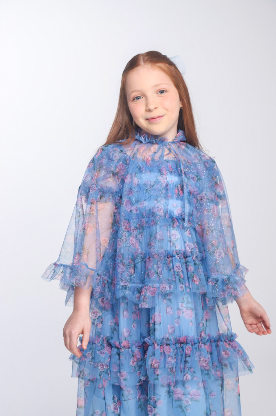 Capa Infantil Tule Glitter Azul - Luluzinha