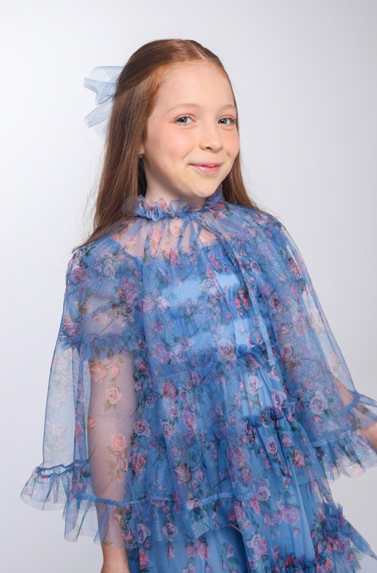 Capa Infantil Tule Glitter Azul - Luluzinha