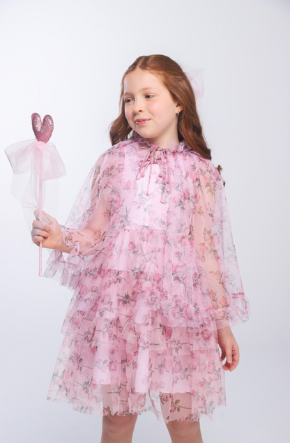 Capa Infantil Tule Glitter Rosa - Luluzinha