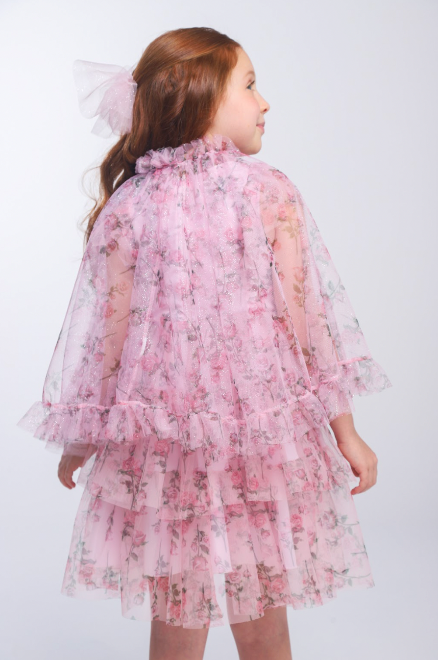 Capa Infantil Tule Glitter Rosa - Luluzinha