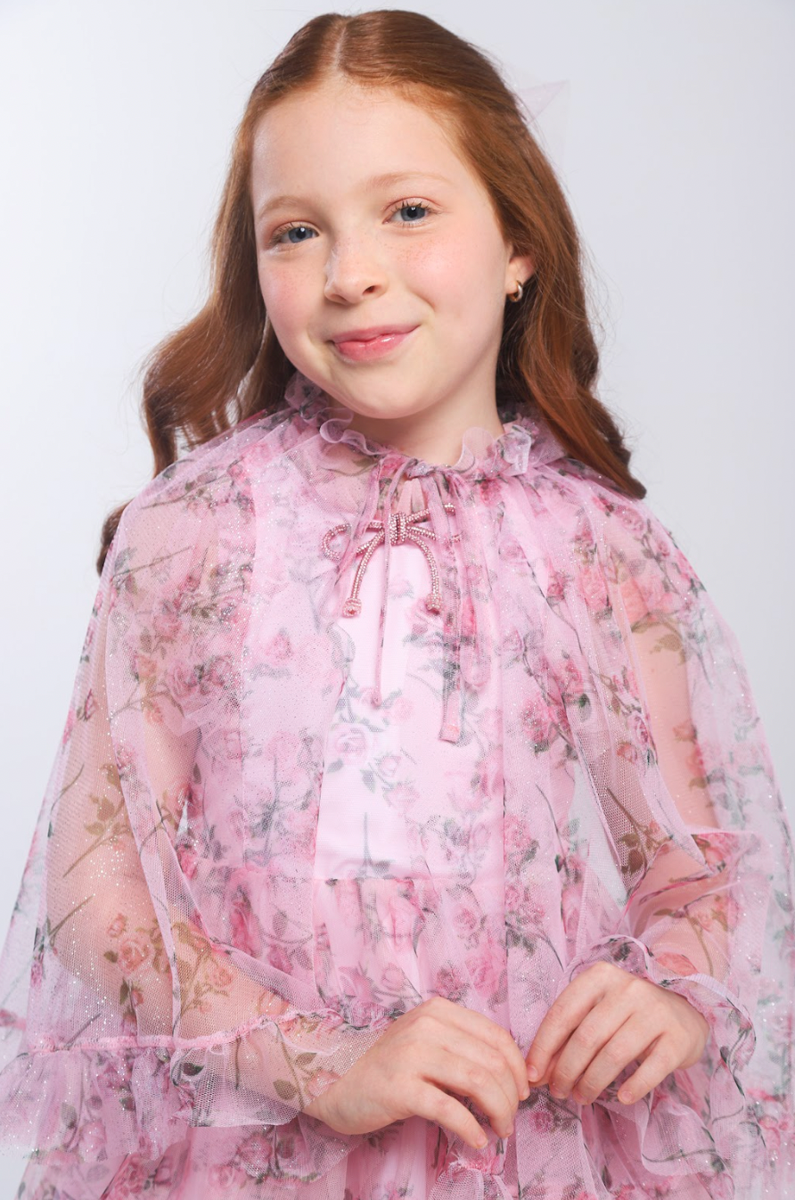 Capa Infantil Tule Glitter Rosa - Luluzinha