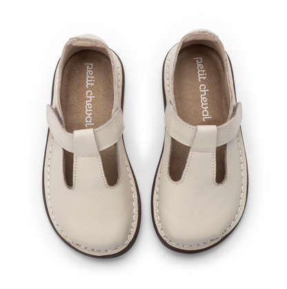 Sapato Infantil Couro Colegial Creme - Petit Cheval