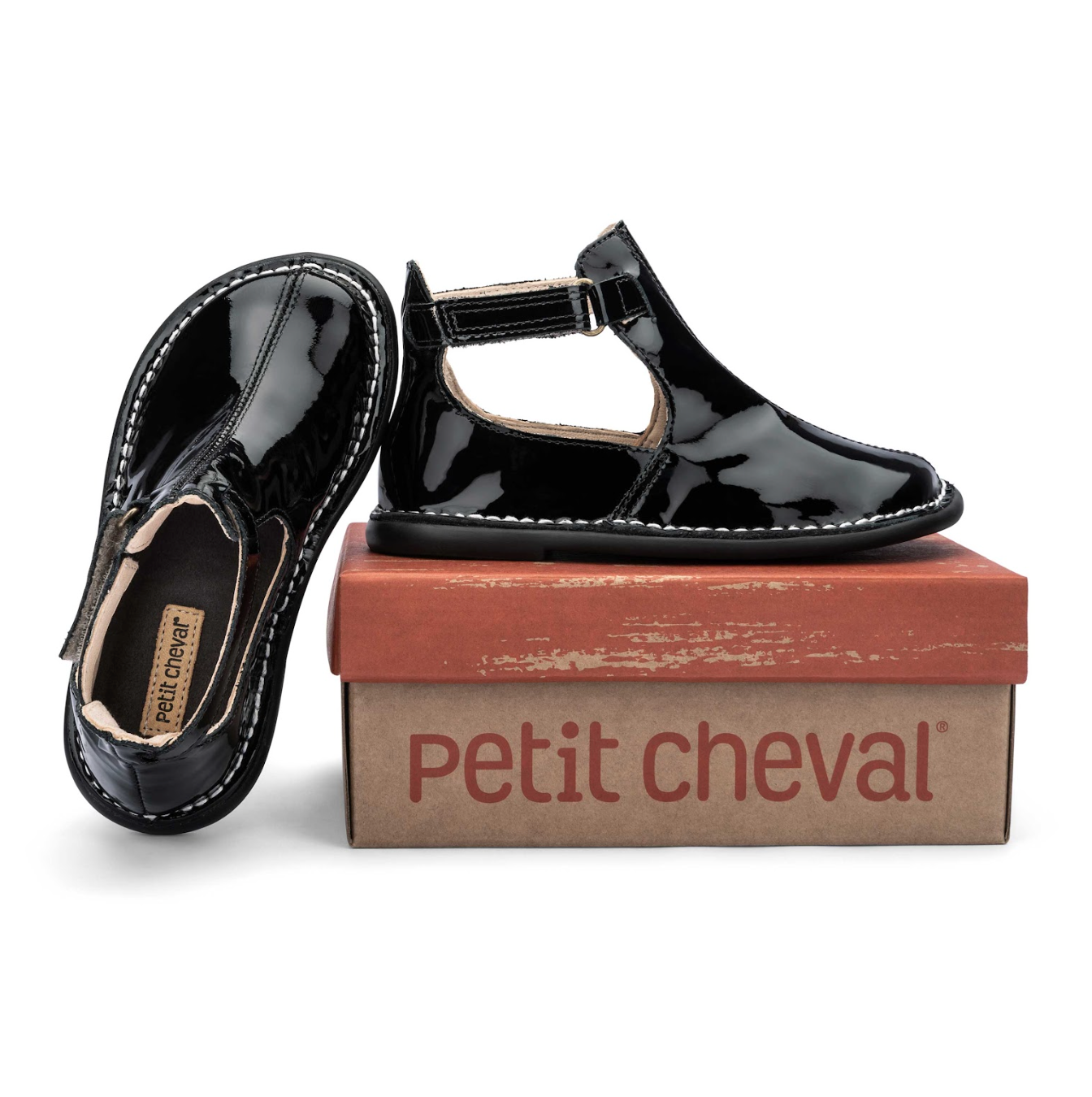 Bota Infantil Meia-Lua Verniz Noir - Petit Cheval