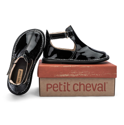 Bota Infantil Meia-Lua Verniz Noir - Petit Cheval
