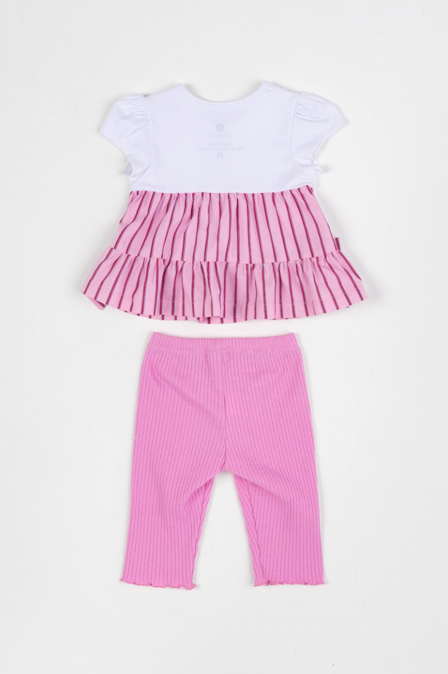 Conjunto Bebê Bata De Cotton Detalhe Tricoline E Calça Legging Rosa - Um Mais Um