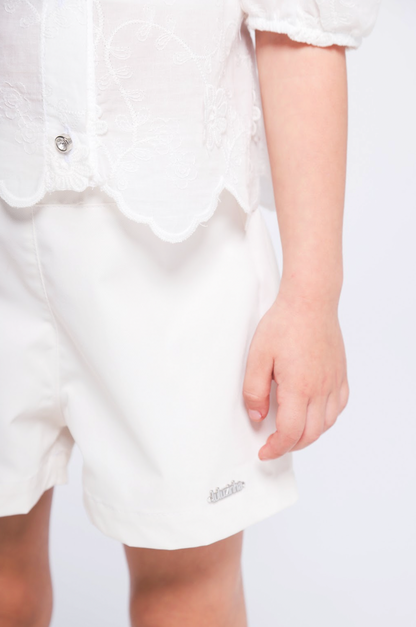 Conjunto Infantil Camisa Laise 3D com Barrado e Shorts Alfaiataria - Luluzinha