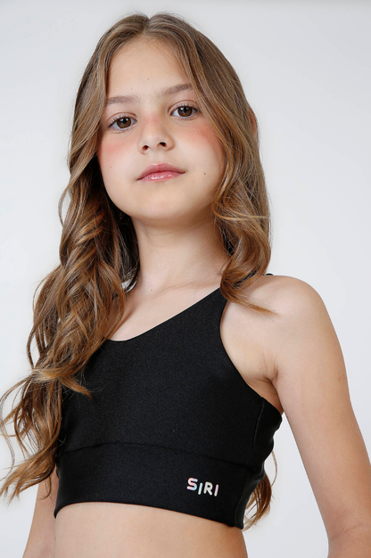 Conjunto Infantil Top Sara Trilobal Basico Preto e Legging Fuseau Soraia Trilobal Básica Preta - Siri Sport