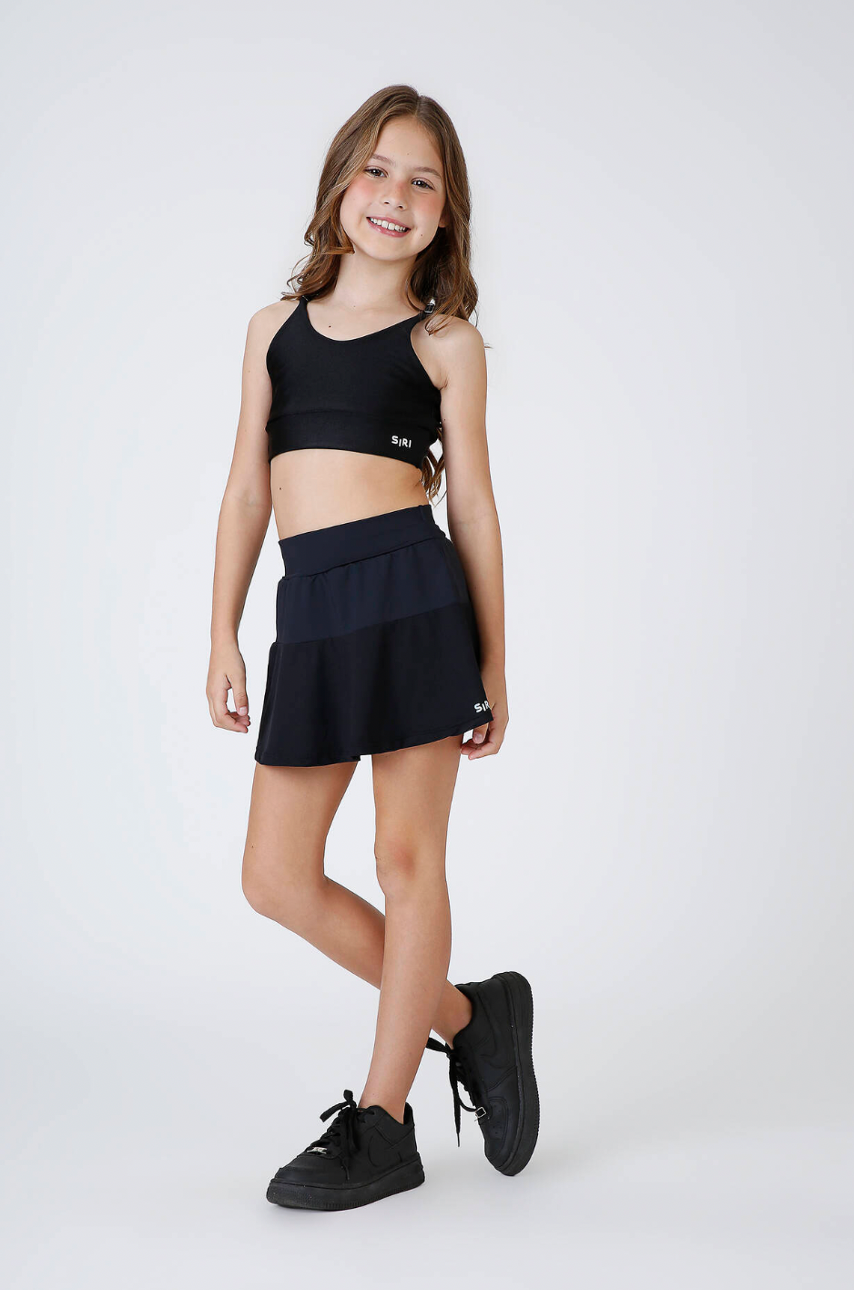 Conjunto Infantil Top Sara Trilobal Básico Preto e Saia Larissa New Trip Preto - Siri Sport