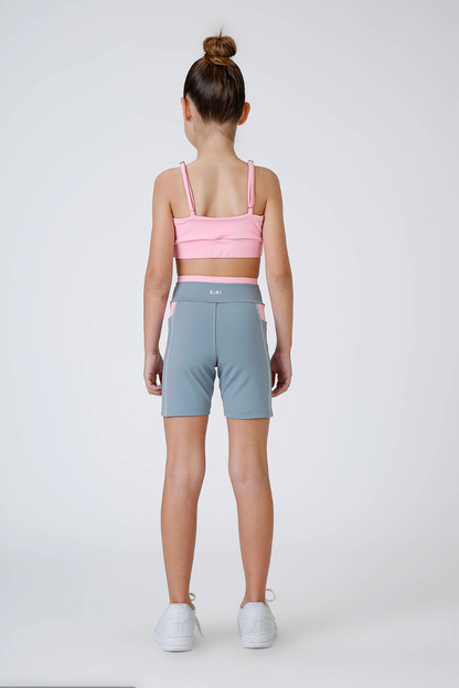 Conjunto Infantil Top Sara Ballet Rosa e Bermuda Sara Ballet Cinza - Siri Sport