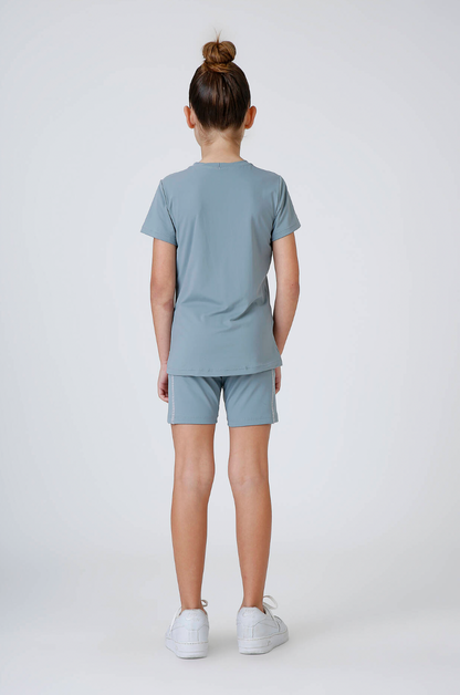 Conjunto Infantil Top Sara Ballet Rosa e Bermuda Sara Ballet Cinza - Siri Sport